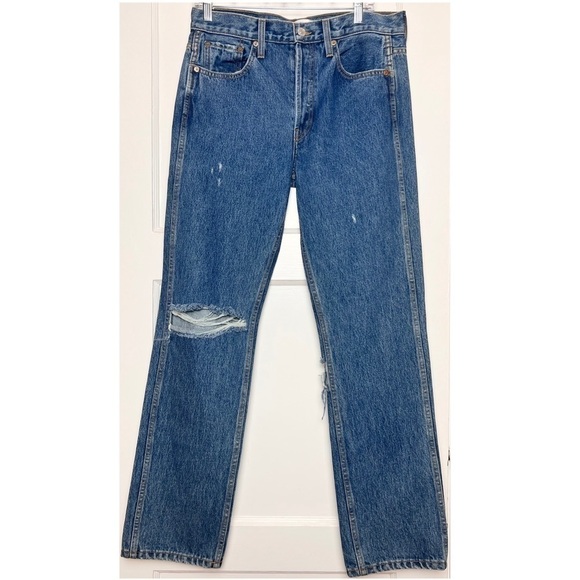 NWT RE/DONE 90s High Waist Destroyed Denim Straight Leg Relaxed Grunge Jean 26 - Picture 4 of 7